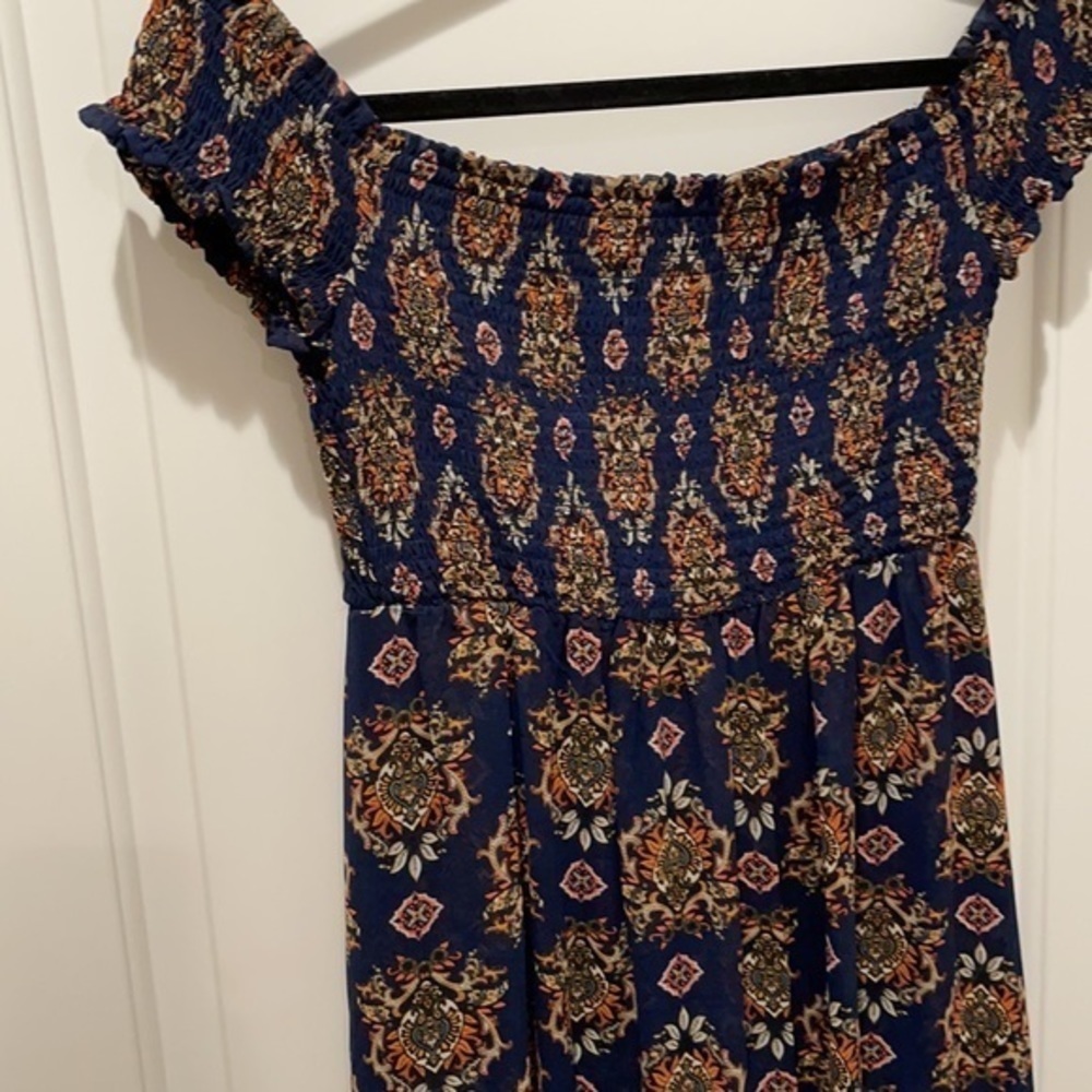 Smocked romper shorts with flowy panel skirt - Picture 4 of 5